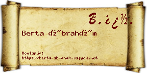 Berta Ábrahám névjegykártya